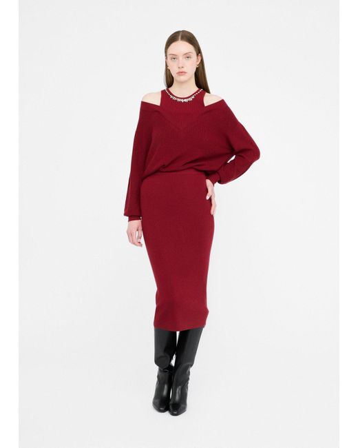Liu Jo Robe En Maille Avec Broderies Bijoux Liu Jo en coloris Red
