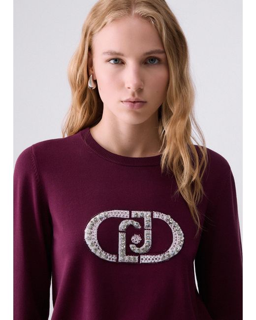 Pull Avec Logo Monogramme Liu Jo en coloris Red
