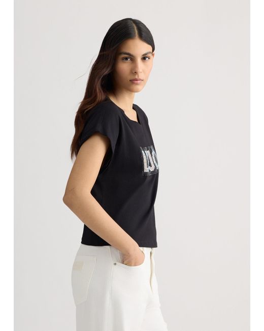 Liu Jo T-shirt Con Logo E Strass di Liu Jo in Black