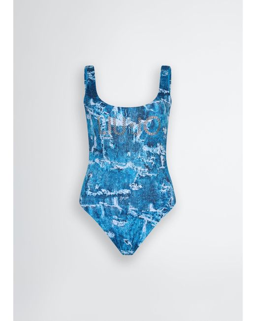 Liu Jo Maillot Une Pièce Avec Imprimé Liu Jo en coloris Blue