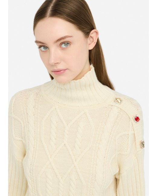 Liu Jo Pull À Col Roulé En Laine Avec Boutons Bijoux Liu Jo en coloris Natural