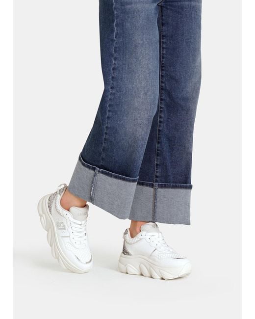 Liu Jo Sneakers À Semelle Épaisse En Cuir Avec Glitter Liu Jo en coloris White