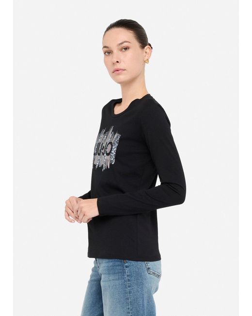 Liu Jo T-Shirt A Maniche Lunghe di Liu Jo in Black