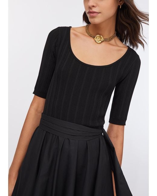 Liu Jo Robe Courte En Maille Et Popeline Liu Jo en coloris White