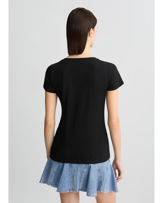 Liu Jo T-shirt Con Logo E Strass di Liu Jo in Black
