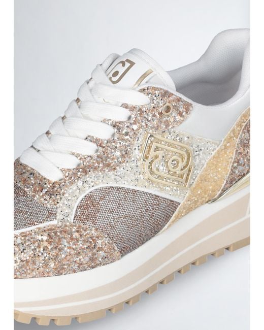 Liu Jo Sneakers Platform Full Glitter di Liu Jo in White