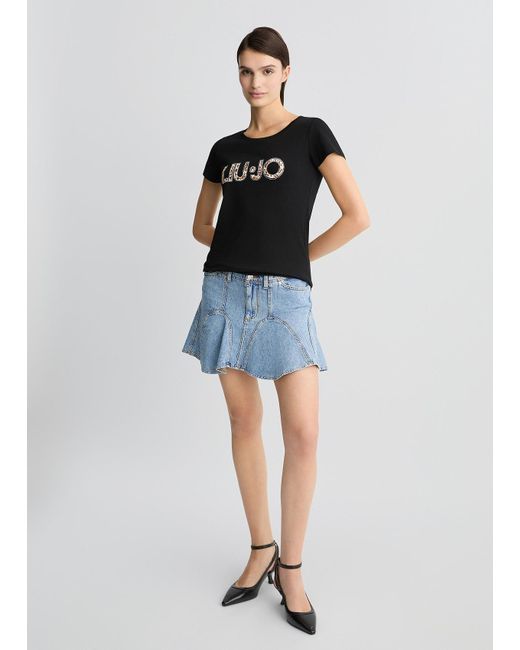 Liu Jo T-shirt Con Logo E Strass di Liu Jo in Black