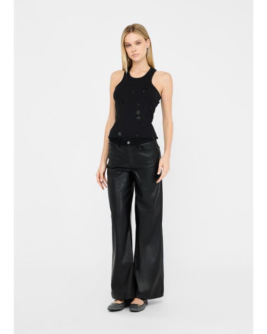 Liu Jo Black Liu Jo Flare-Hose Aus Beschichtetem Gewebe