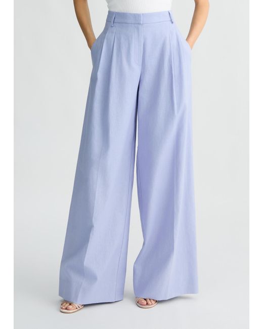 Liu Jo Pantaloni A Palazzo In Lino E Cotone di Liu Jo in Blue