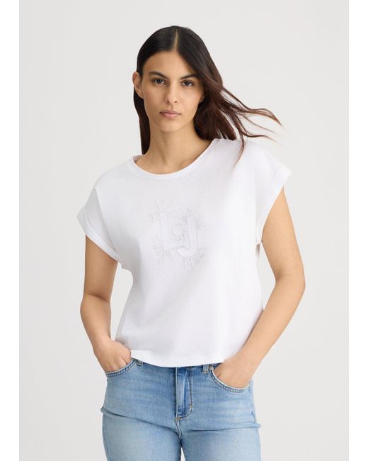 Liu Jo T-shirt Con Logo E Strass di Liu Jo in White