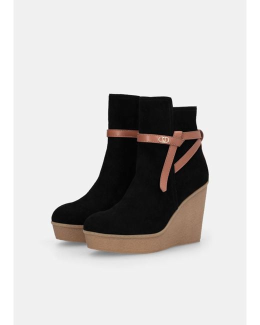Liu Jo Black Liu Jo Veloursleder-Stiefelette Mit Keilabsatz