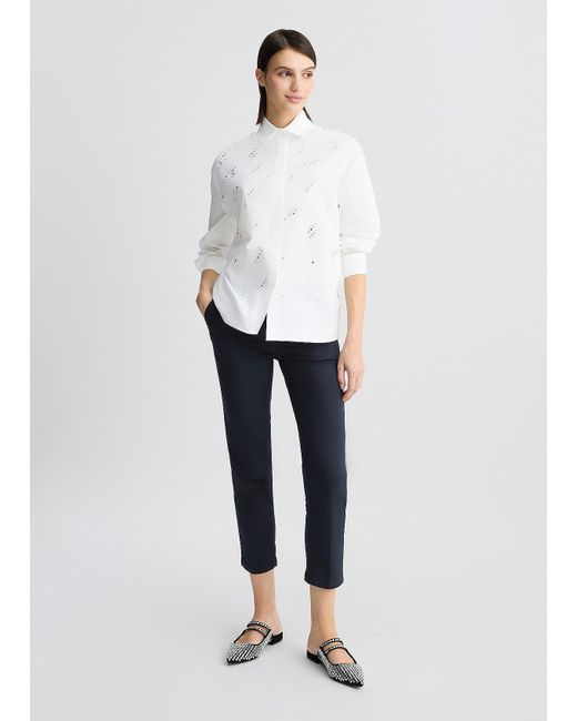 Liu Jo Camicia In Popeline Con Strass di Liu Jo in White