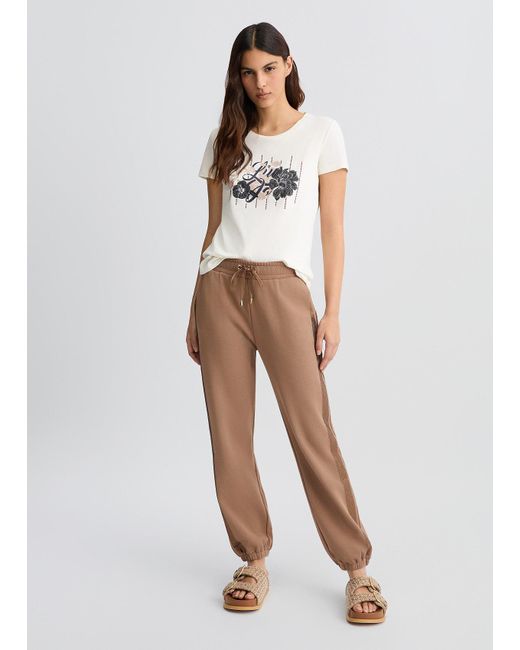 Liu Jo T-shirt Con Logo Floreale E Strass di Liu Jo in White