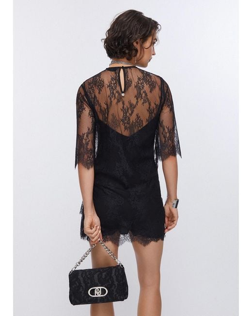 Liu Jo Robe Courte En Dentelle Chantilly Liu Jo en coloris Black
