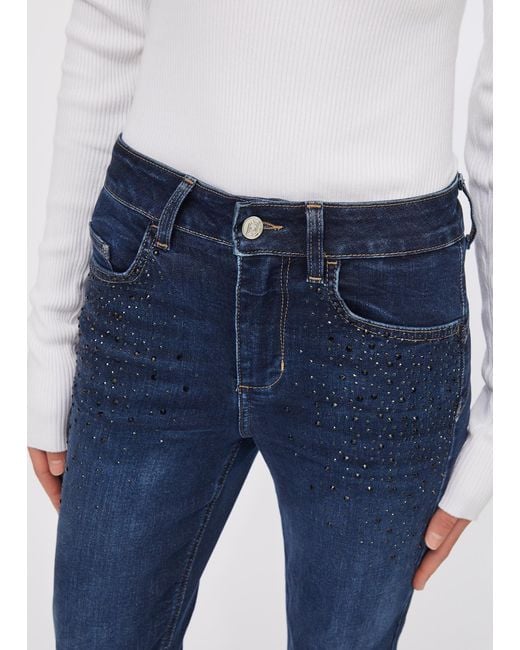 Liu Jo Jean Évasé Cropped Avec Strass Liu Jo en coloris Blue
