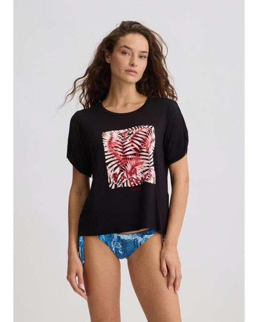 Liu Jo T-shirt Con Stampa E Strass di Liu Jo in Multicolor