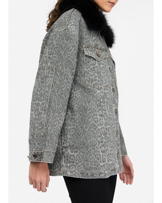 Liu Jo Gray Liu Jo Jacke Mit Kunstpelzkragen