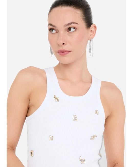 Liu Jo Top Avec Applications Bijoux Liu Jo en coloris White