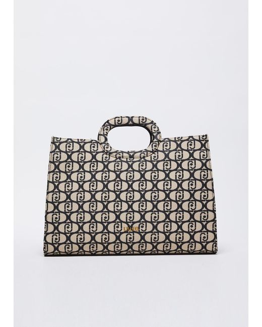 Liu Jo Shopping Bag Jacquard Con Logo di Liu Jo in Black