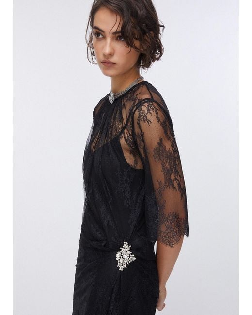 Liu Jo Robe Courte En Dentelle Chantilly Liu Jo en coloris Black