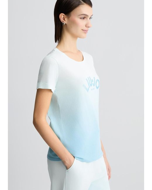 Liu Jo T-shirt Con Logo E Strass di Liu Jo in White