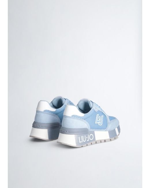 Liu Jo Sneakers À Plateforme En Daim Et Maille Filet Liu Jo en coloris White
