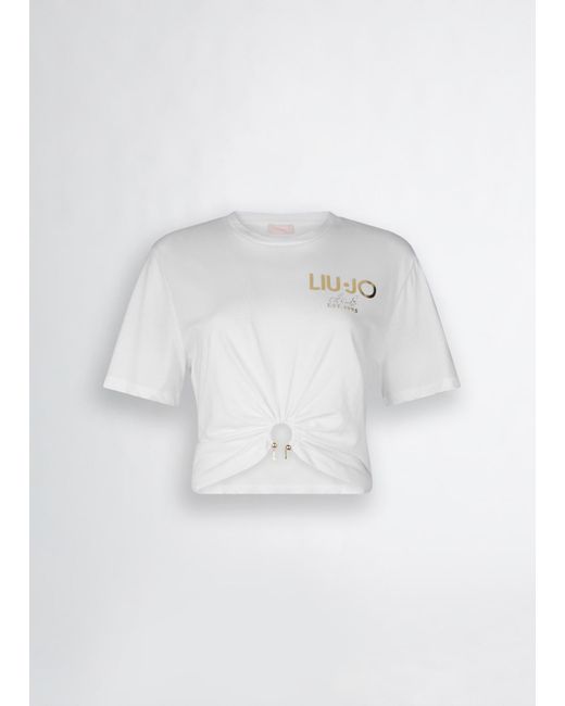 Liu Jo T-shirt In Cotone Con Logo di Liu Jo in White