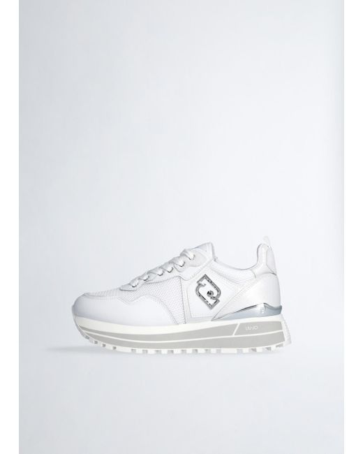 Liu Jo Sneakers Platform In Pelle E Mesh di Liu Jo in Blue