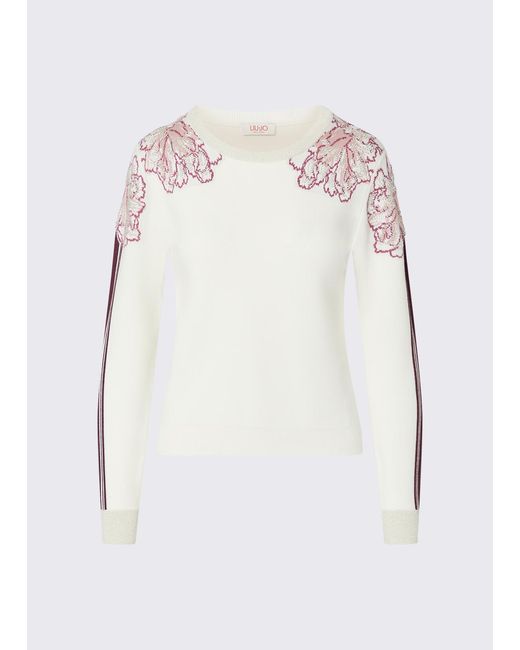 Pull Jacquard Liu Jo en coloris White