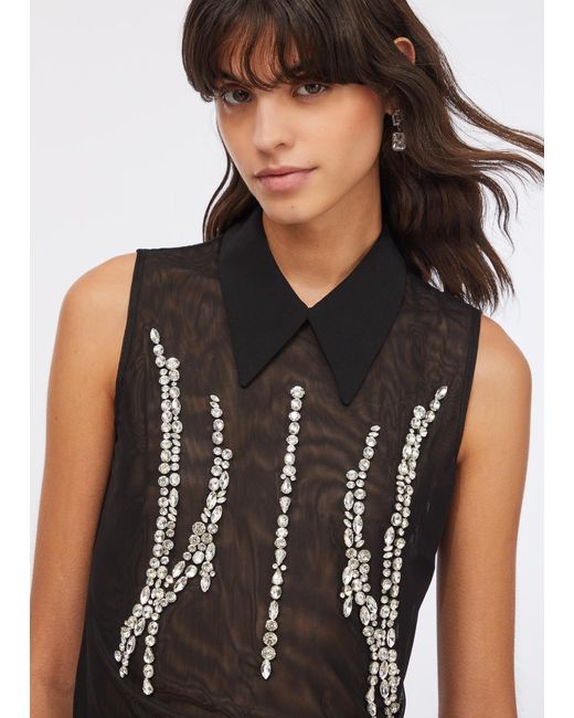 Liu Jo Top En Tulle Avec Strass Liu Jo en coloris Black