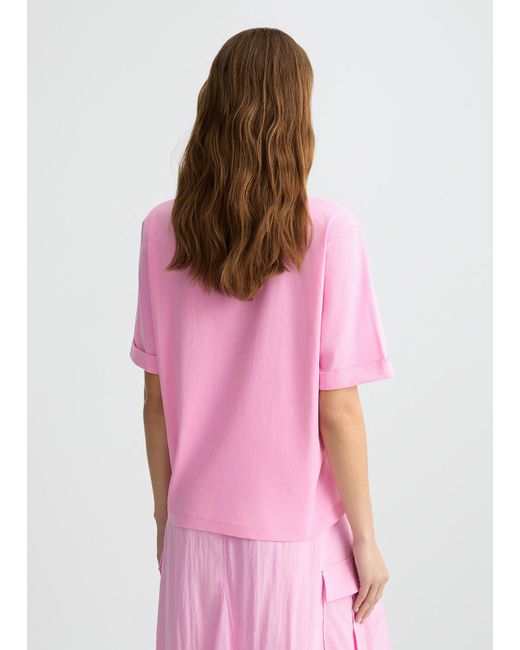 Liu Jo T-shirt Con Logo E Strass di Liu Jo in Pink