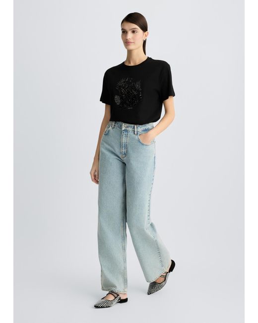 Liu Jo T-shirt In Cotone Con Paillettes E Strass di Liu Jo in Black
