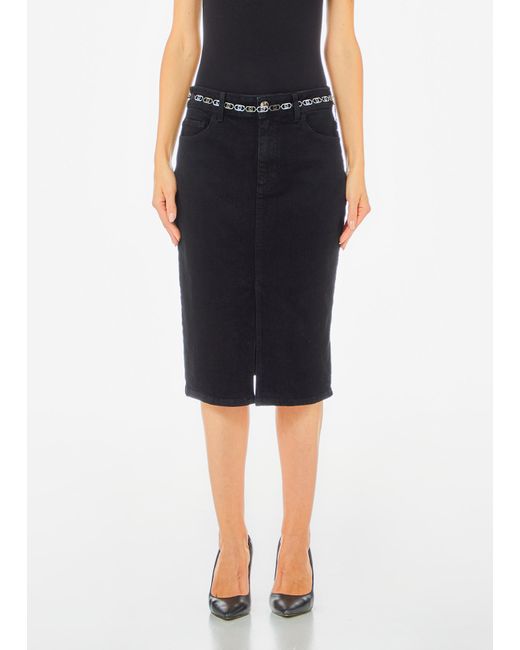 Liu Jo Jupe En Toile Denim Avec Ceinture Logotée Liu Jo en coloris Black