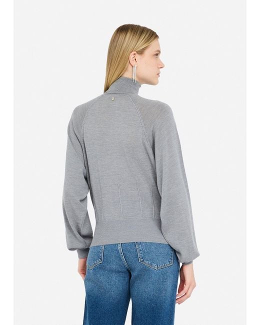 Liu Jo Pull À Col Roulé En Laine Avec Dentelle Liu Jo en coloris Gray