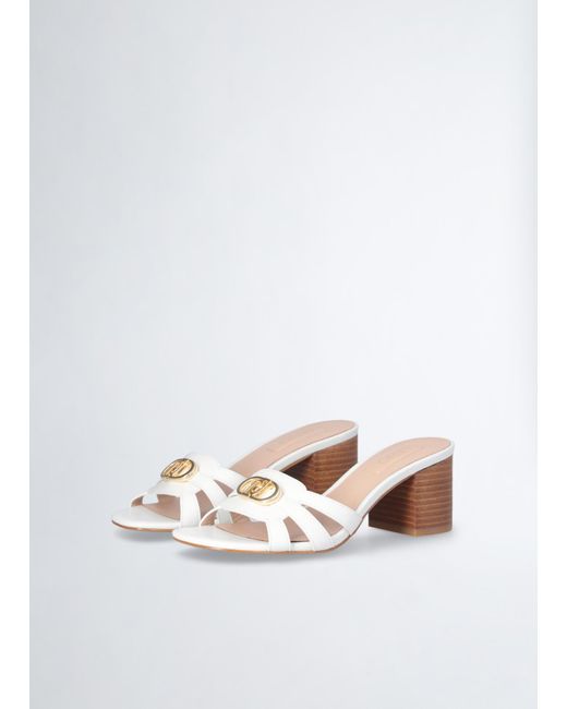 Liu Jo Sandali In Pelle Con Tacco Largo di Liu Jo in White
