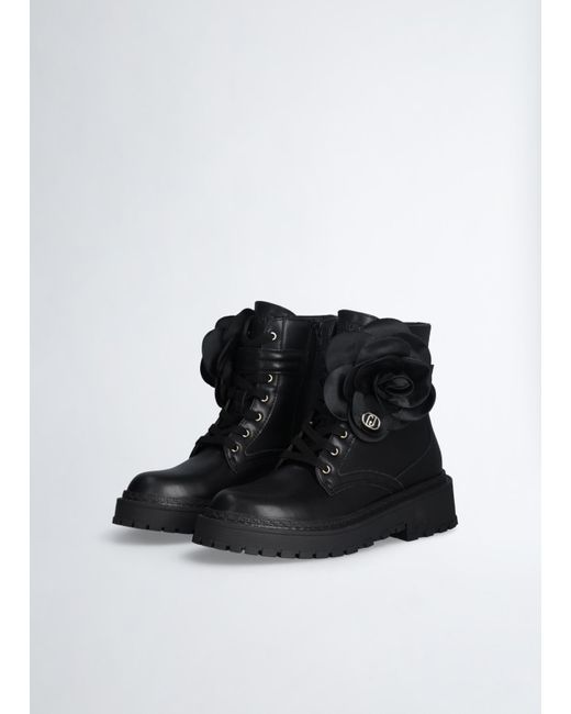 Liu Jo Black Liu Jo Schnürstiefelette Aus Leder Mit Blumendetail