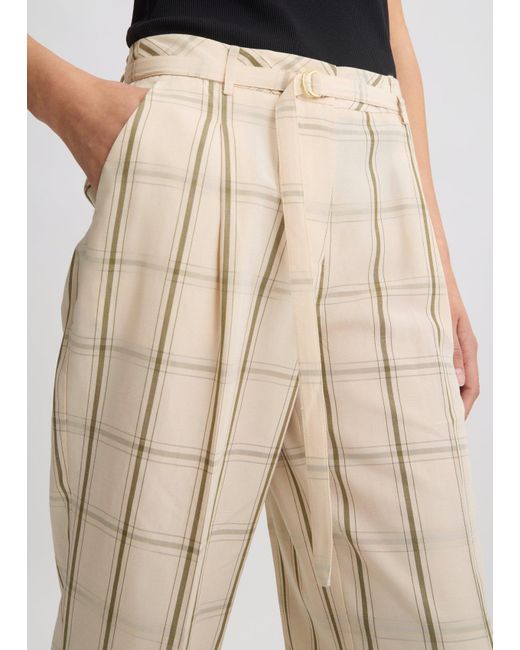 Liu Jo Pantaloni In Misto Lino Check di Liu Jo in Natural