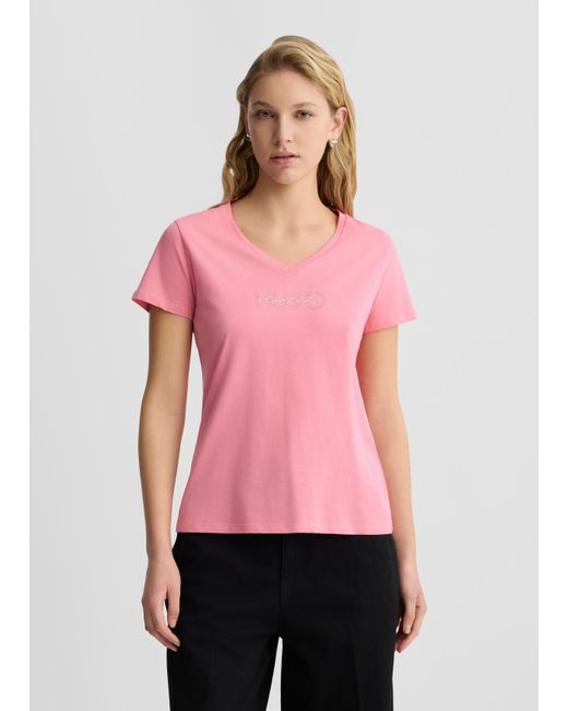 Liu Jo T-shirt Con Logo E Strass di Liu Jo in Pink