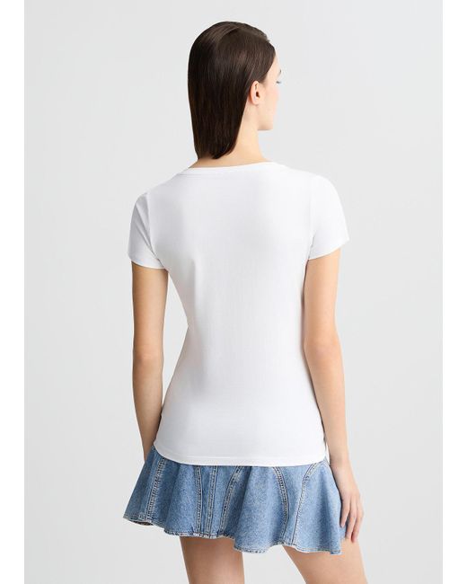 Liu Jo T-shirt Con Logo E Strass di Liu Jo in White
