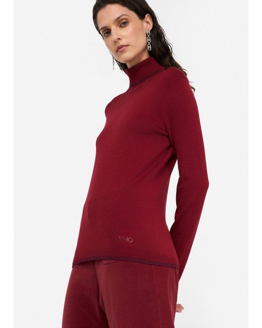 Liu Jo Pull À Col Roulé Avec Détails En Lurex Liu Jo en coloris Red