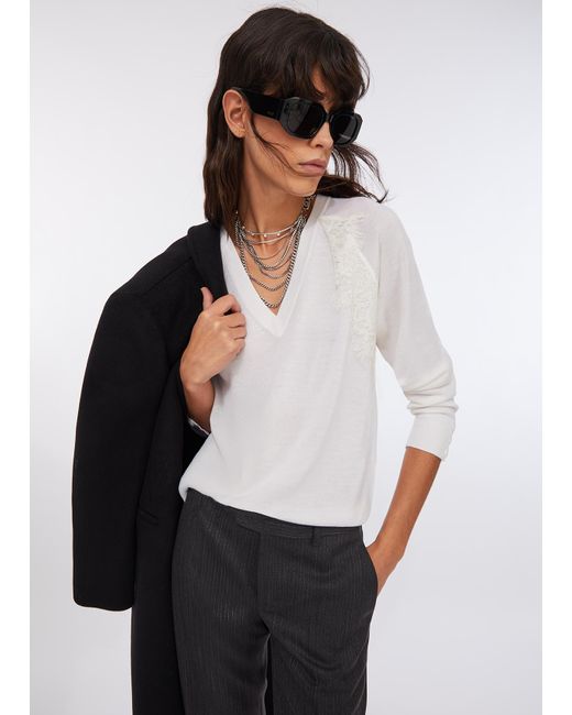 Liu Jo Pull En Laine Avec Dentelle Liu Jo en coloris White