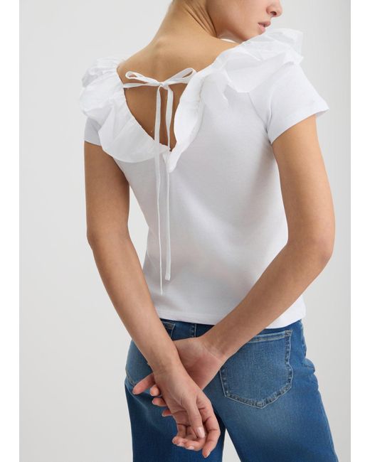 Liu Jo T-shirt In Cotone Con Rouches di Liu Jo in Blue
