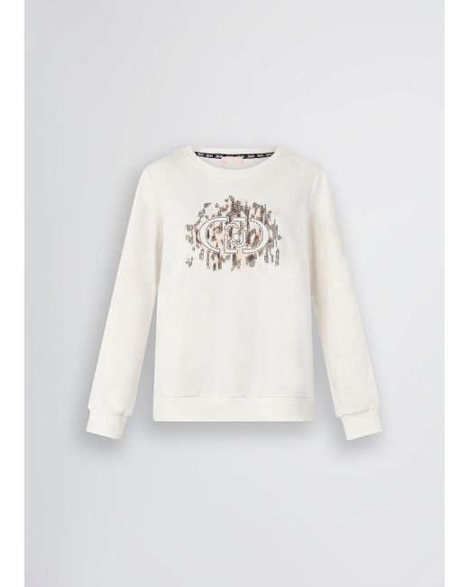 Liu Jo Felpa Con Logo Animalier E Strass di Liu Jo in White
