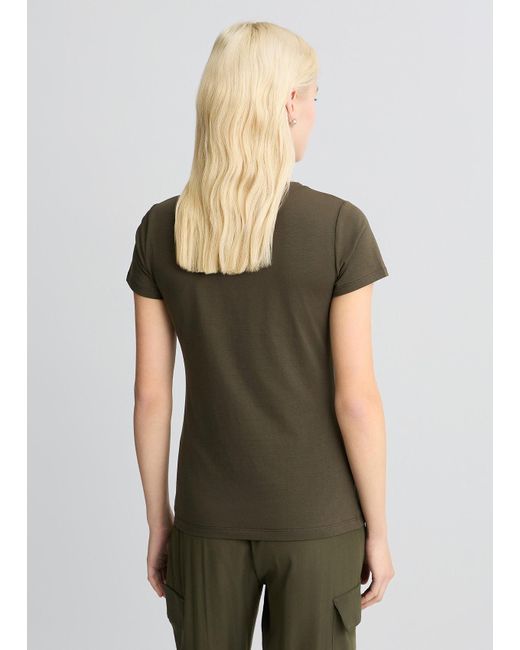 Liu Jo T-shirt Con Logo E Strass di Liu Jo in Green