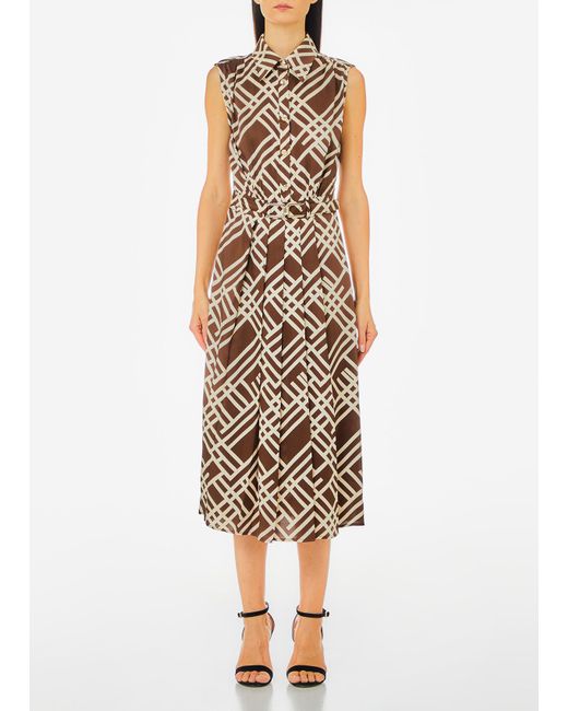 Liu Jo White Liu Jo Hemdblusenkleid Aus Bedrucktem Twill
