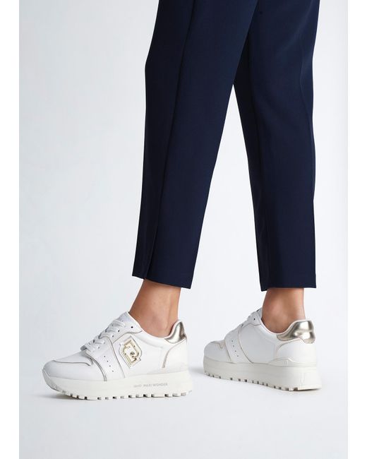 Liu Jo Sneakers Platform In Pelle di Liu Jo in Blue