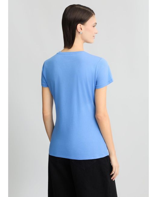 Liu Jo T-shirt Con Logo E Strass di Liu Jo in Blue