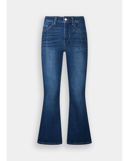 Liu Jo Jean Évasé Cropped Avec Strass Liu Jo en coloris Blue