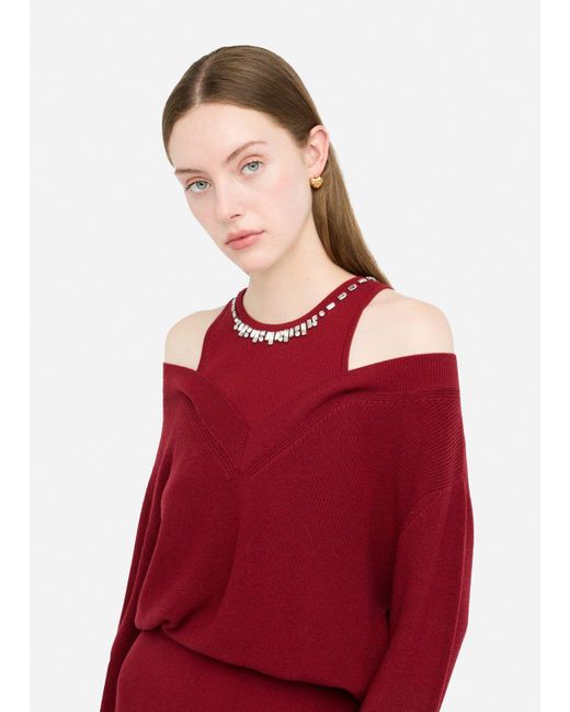 Liu Jo Robe En Maille Avec Broderies Bijoux Liu Jo en coloris Red