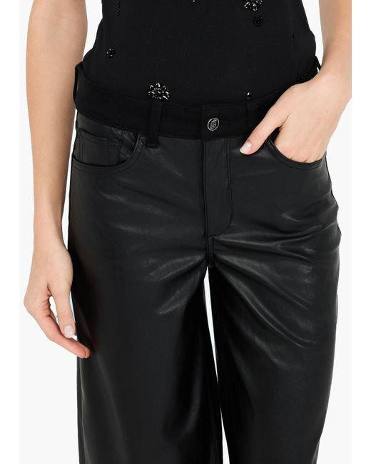 Liu Jo Black Liu Jo Flare-Hose Aus Beschichtetem Gewebe